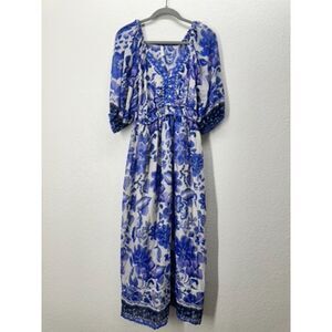 Live 4 Truth size S Maxi Boho Blue and White Dress NWT